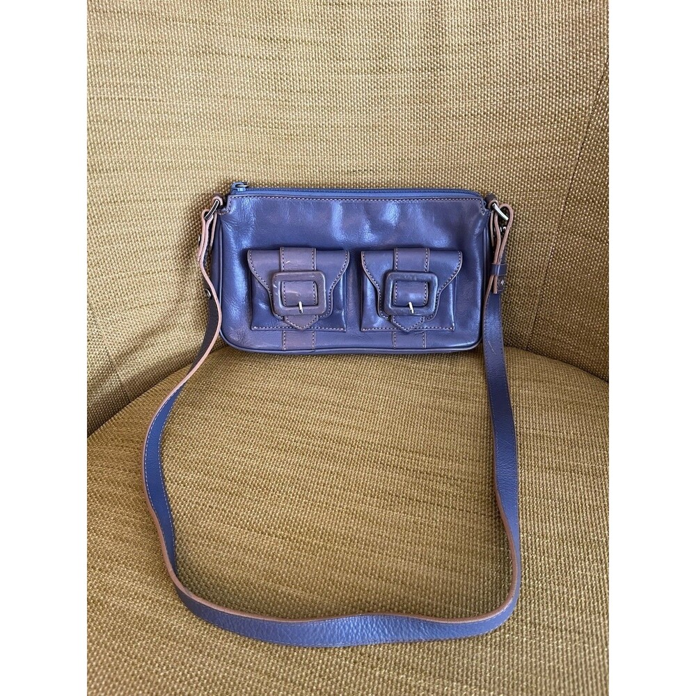 Y2K Kenneth Cole Crossbody Shoulder Bag Town Square Periwinkle Blue Top Zip